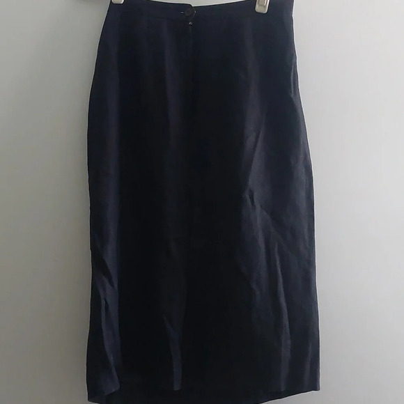 Vintage Linen Midi skirt black fully lined size 16 Slouchy pockets Axiom - Picture 5 of 8